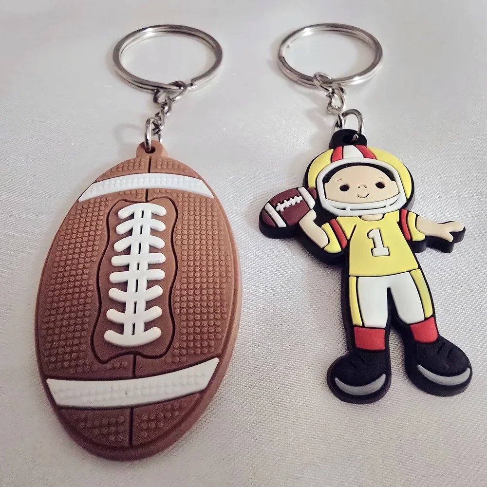 Football & Quarterback Keychain Set‎ - Brown, Yellow, Red, Black, White